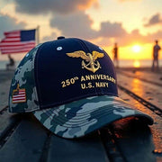 US Navy 250Th Anniversary Camo Hat Military Veteran Cap US Navy Memorial Gift