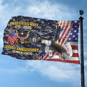 US Navy Veteran Flag 250th Anniversary Semper Fortis Outdoor Decor Military Patriotic Gifts