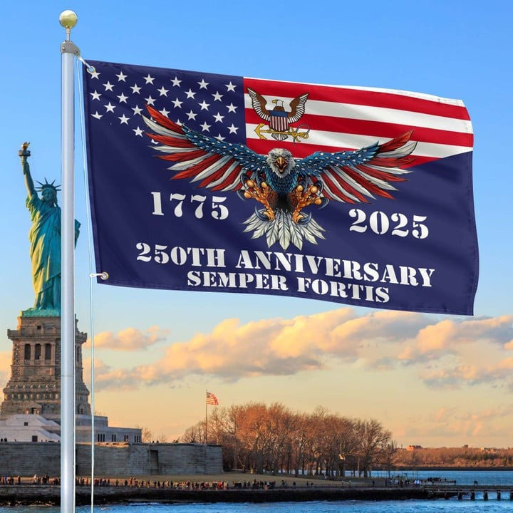 US Navy Veteran Flag 250th Anniversary Semper Fortis Patriotic Military Memorial Day Gifts