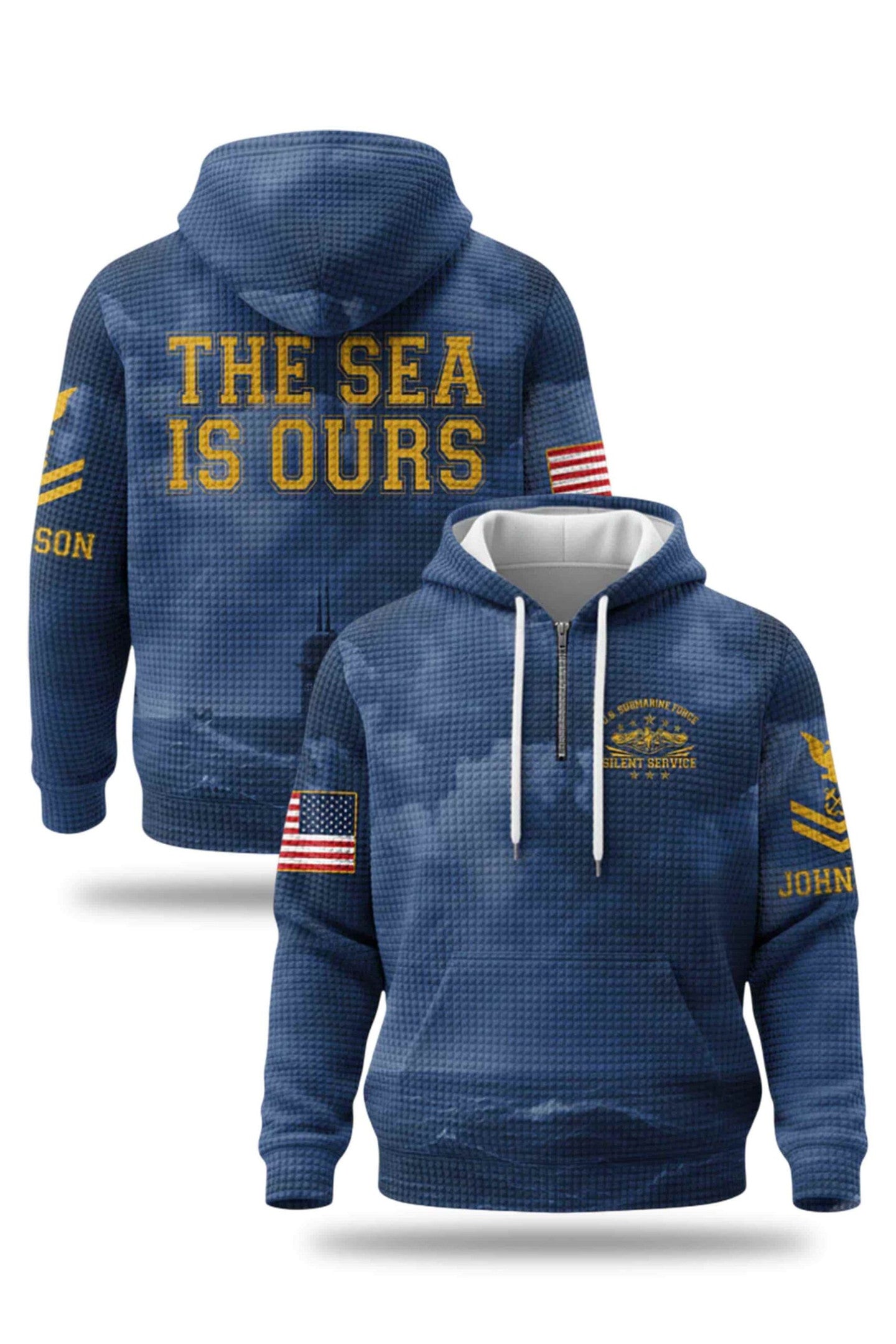 Us Submarine Force Silent Service The Sea Is Ours Waffle Hoodie Gifts For Best Friend - Thriftgiftshop