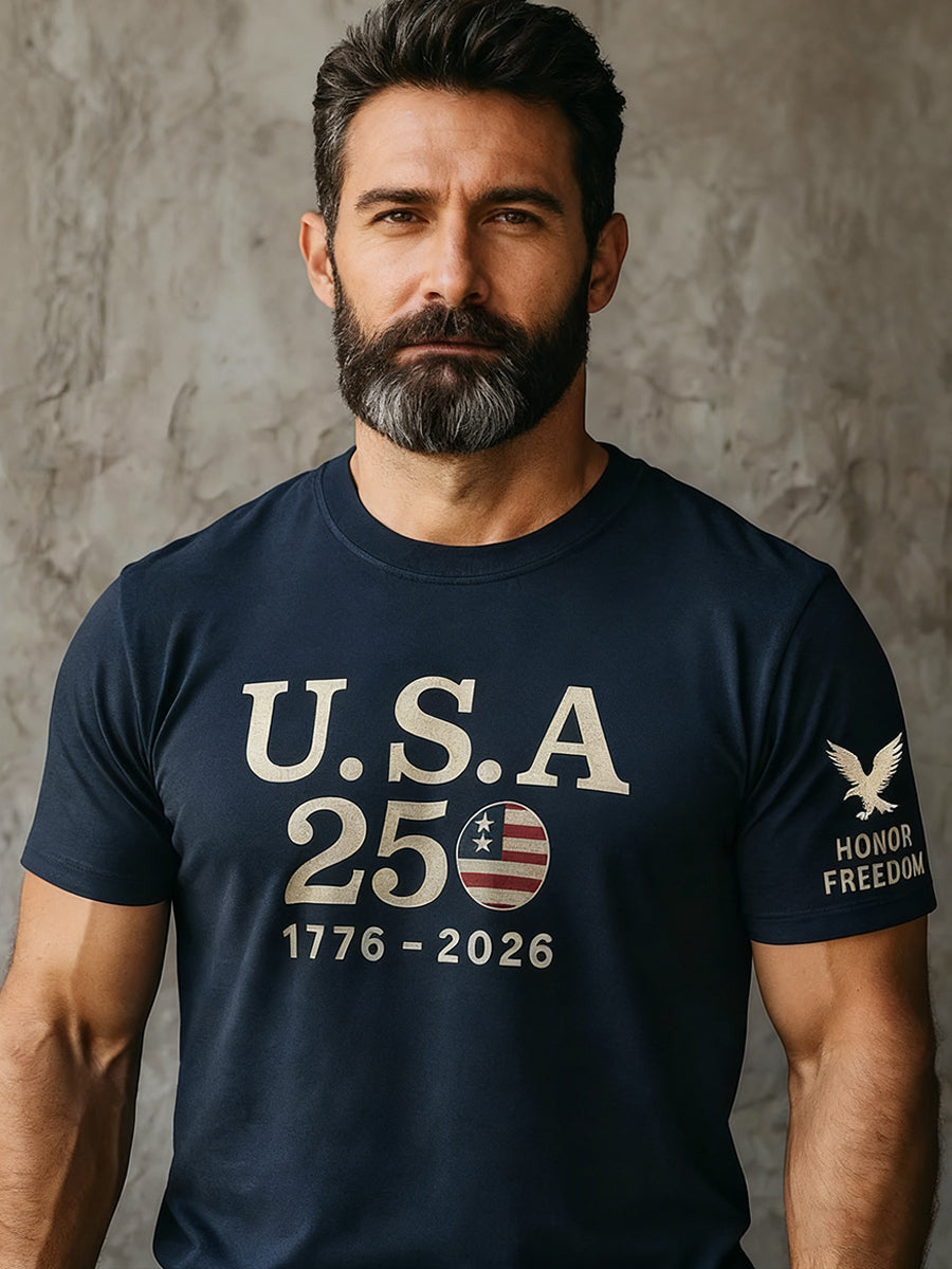 USA 250th Anniversary 1776 2026 T-Shirt Honor Freedom Clothes Gift For Veteran Grandpa