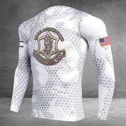 USA I Stand With Israel Camo Rash Guard Stop War Israel Sportswear Israeli Apparel IDF Merch - Thriftgiftshop