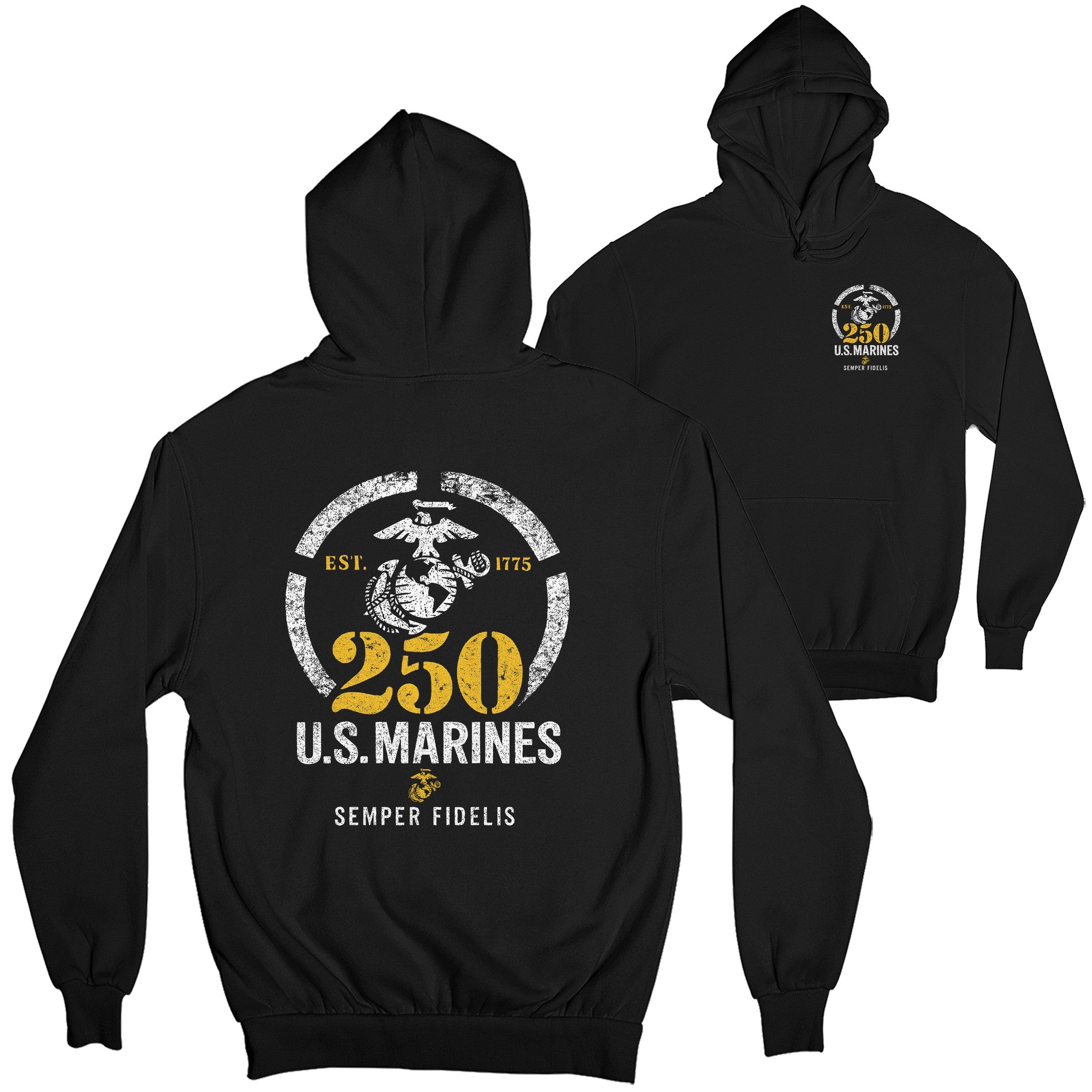 USMC 250th Anniversary Hoodie Est 1775 Semper Fidelis Clothing Ideas For Veteran Relative