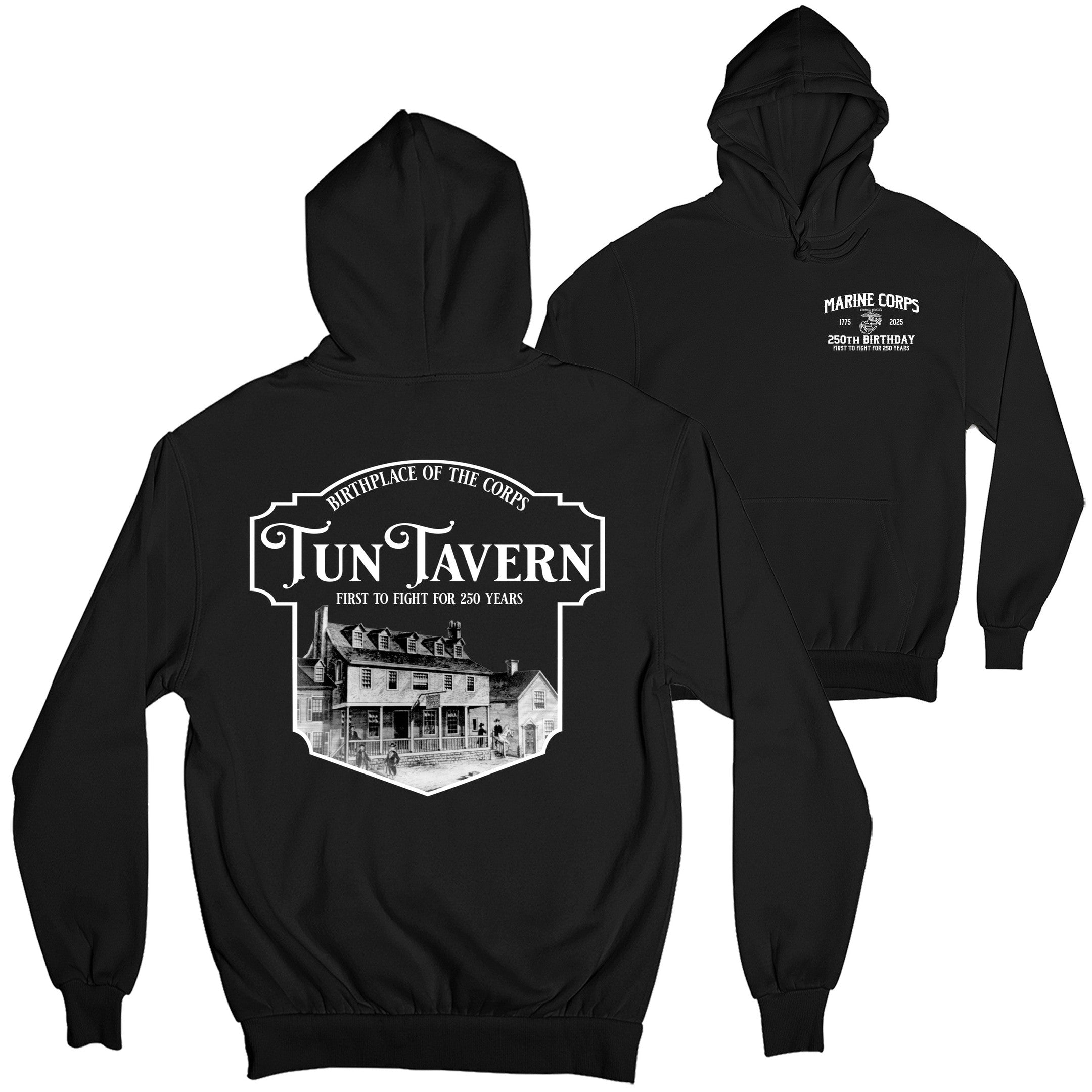 USMC 250th Birthday Hoodie Birthplace Of The Corps Tun Tavern Clothes Gift For Sister