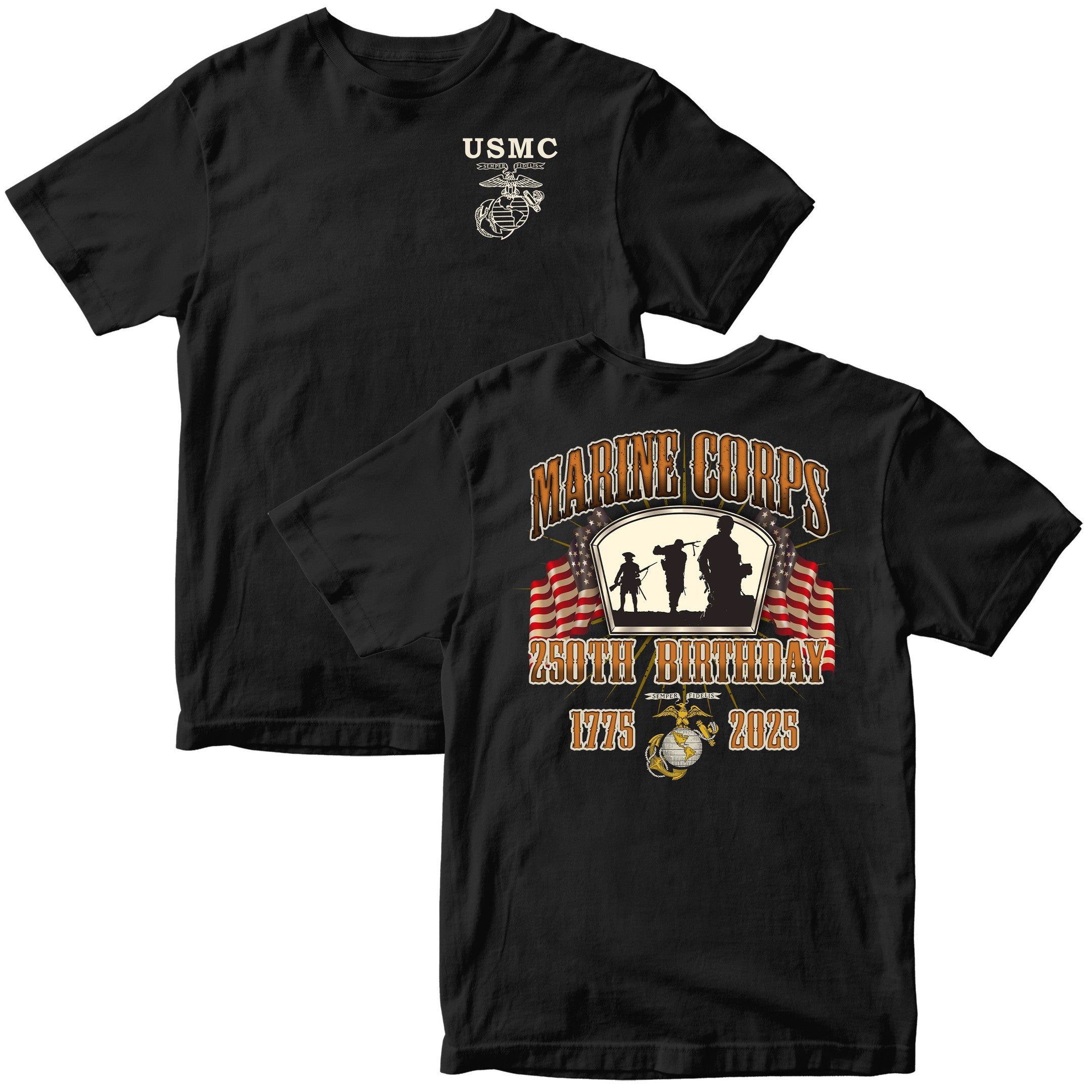 USMC 250th Birthday T-Shirt Marine Corps 1775 2025 Apparel Ideas For Your Father