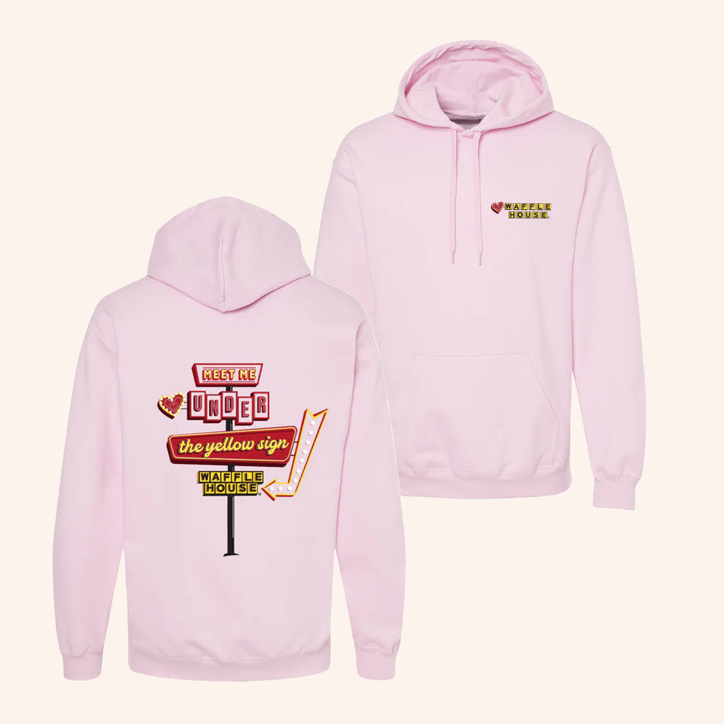 Waffle House Merch Meet Me Under The Yellow Sign Hoodie Valentine's Day Gifts - Thriftgiftshop