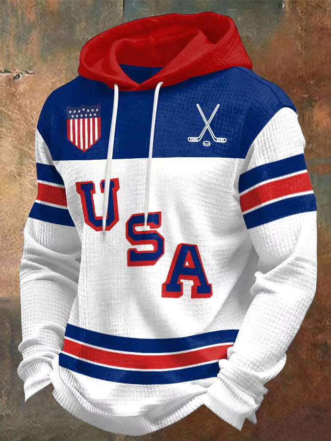 White Retro USA 2026 Ice Hockey Hoodie Game Day Clothes Good Gifts For Hockey Fans - Thriftgiftshop