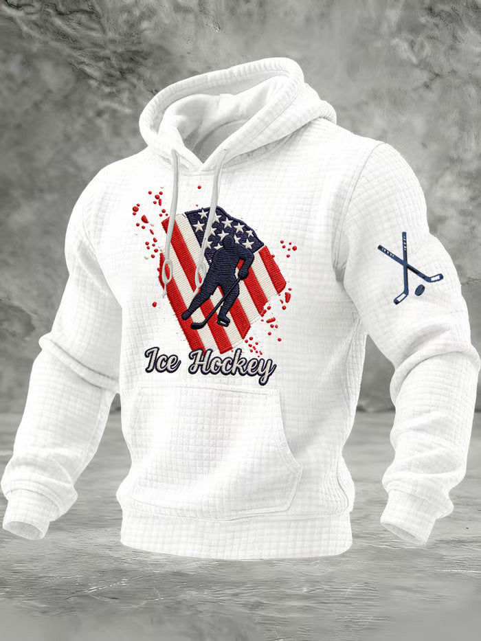 White USA 2026 Ice Hockey Hoodie Hockey Lovers Game Day Hoodie Present For Him - Thriftgiftshop
