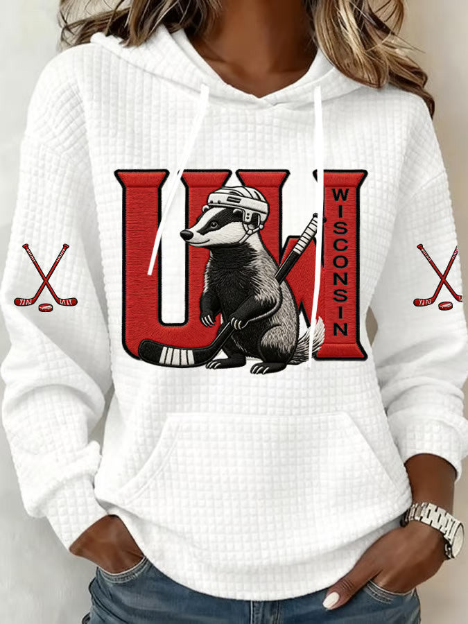 Wisconsin Ice Hockey Hoodie Game Day Apparel Presents For Hockey Lovers - Thriftgiftshop