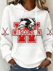 Wisconsin Ice Hockey Hoodie Game Day Clothes Gifts For Hockey Enthusiasts - Thriftgiftshop