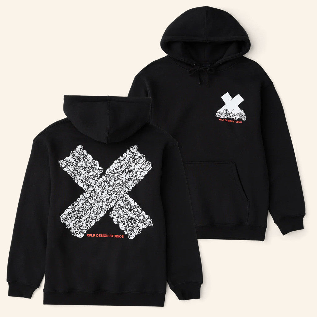 XPLR Merch Bones X Black Hoodie Unique Halloween Gift For Brother - Thriftgiftshop