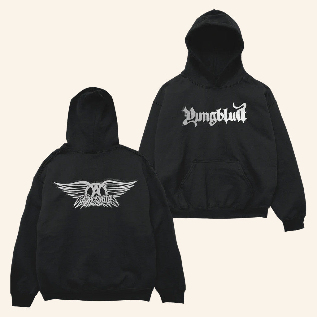 Yungblud Merch Aerosmith And YUNGBLUD Hoodie One More Time Black Hoodie Fan Apparel - Thriftgiftshop