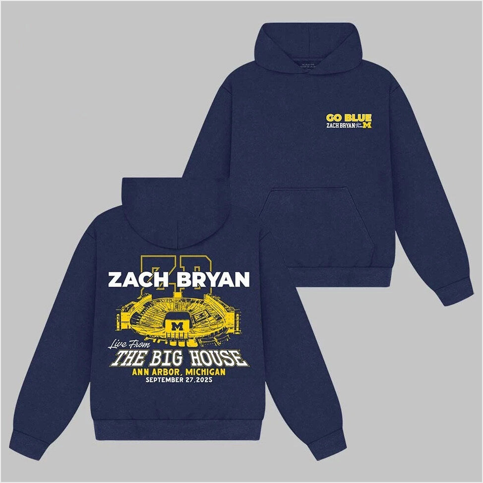 Zach Bryan X Michigan Wolverines Live From The Big House Ann Arbor Hoodie Gifts For Fans Merch Apparel - Thriftgiftshop
