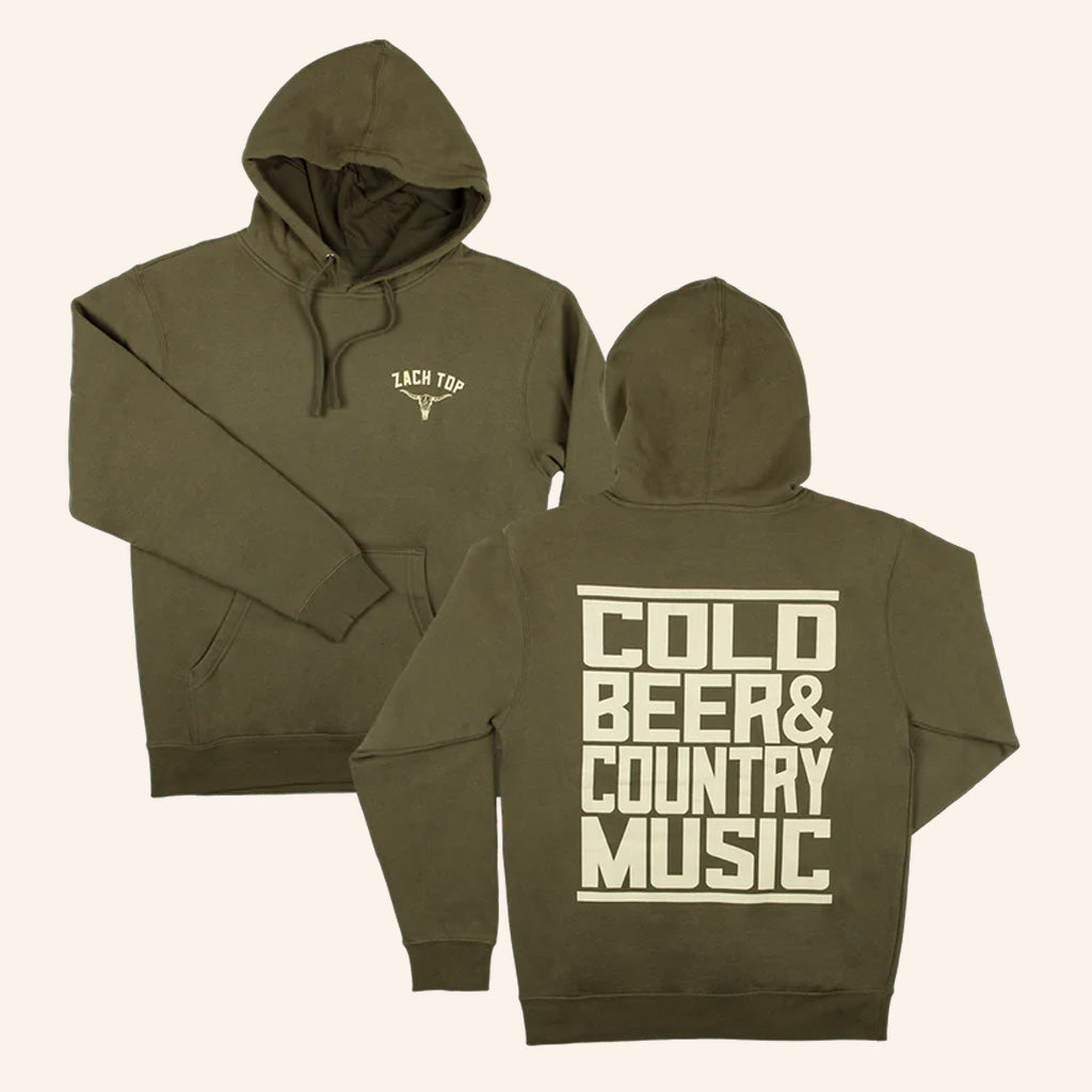Zach Top Merch Green Cold Beer And Country Music Hoodie Gifts For Music Enthusiasts - Thriftgiftshop