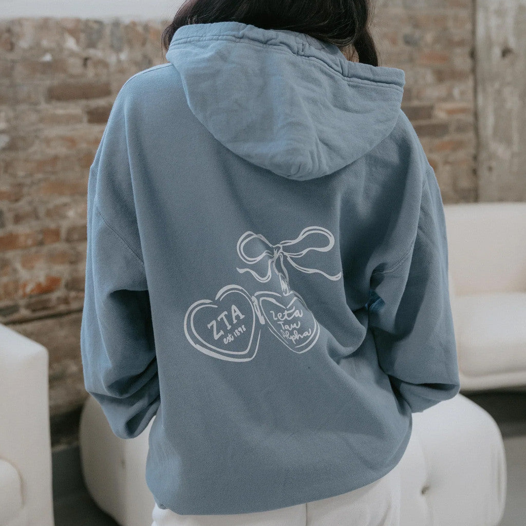 Zeta Tau Alpha Merch ZTA Heart Locket Hoodie Great Gifts For Besties - Thriftgiftshop